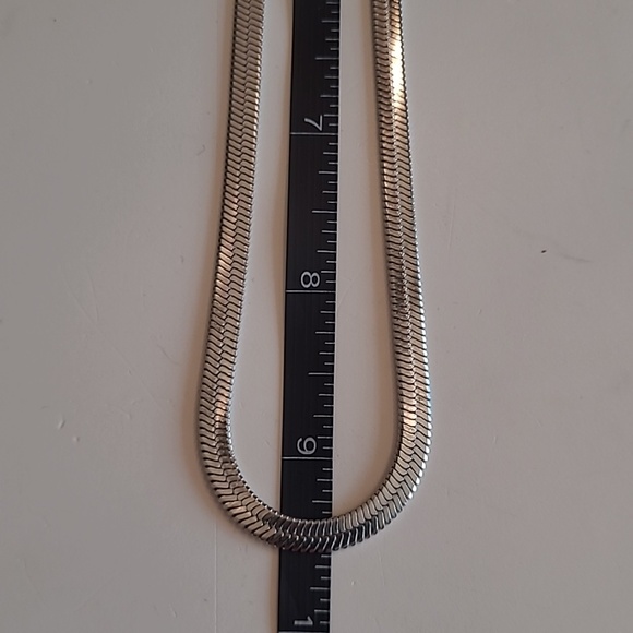 Stainless Steel Silver Herringbone Necklace 5mm Snake Chain 8" Hang Length - Picture 15 of 17